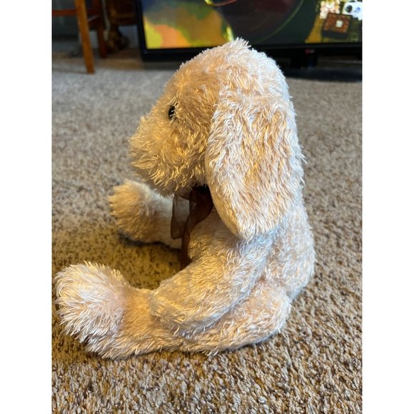 Kellytoy Puppy Dog Plush Kids 12" Tan Brown Sitting Stuffed Animal Brown Bow - Picture 4 of 10